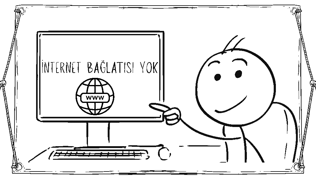 the impact of excessive internet use presentation in black white cartoon illustrative style